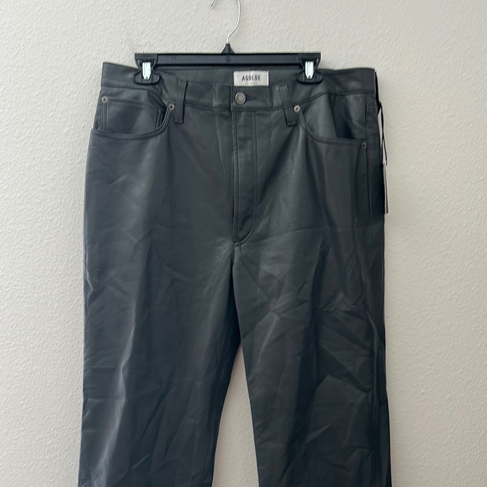Agolde Leather Grey Pants Size 33
